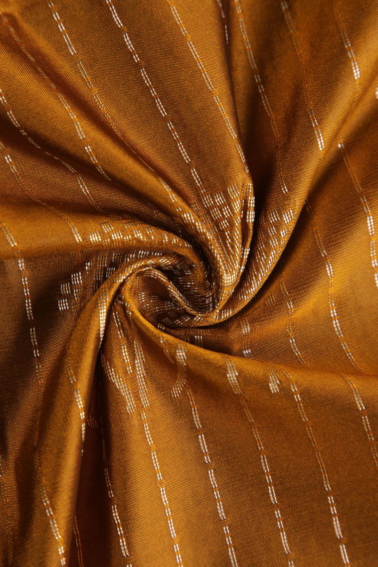 Cider Orange Soft Silk Saree with Silver Zari Floral Puttas view 4