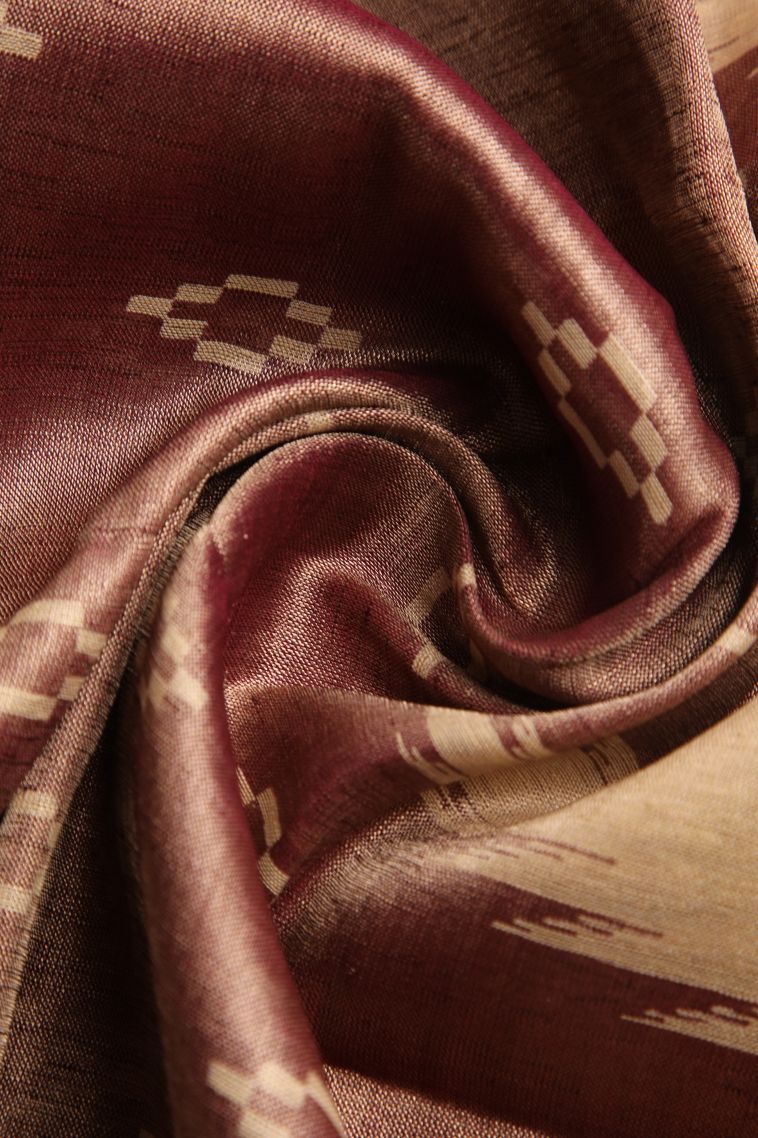 Bosenberry Purple Semi Raw Silk Printed with Gold Zari Floral Puttas view 4