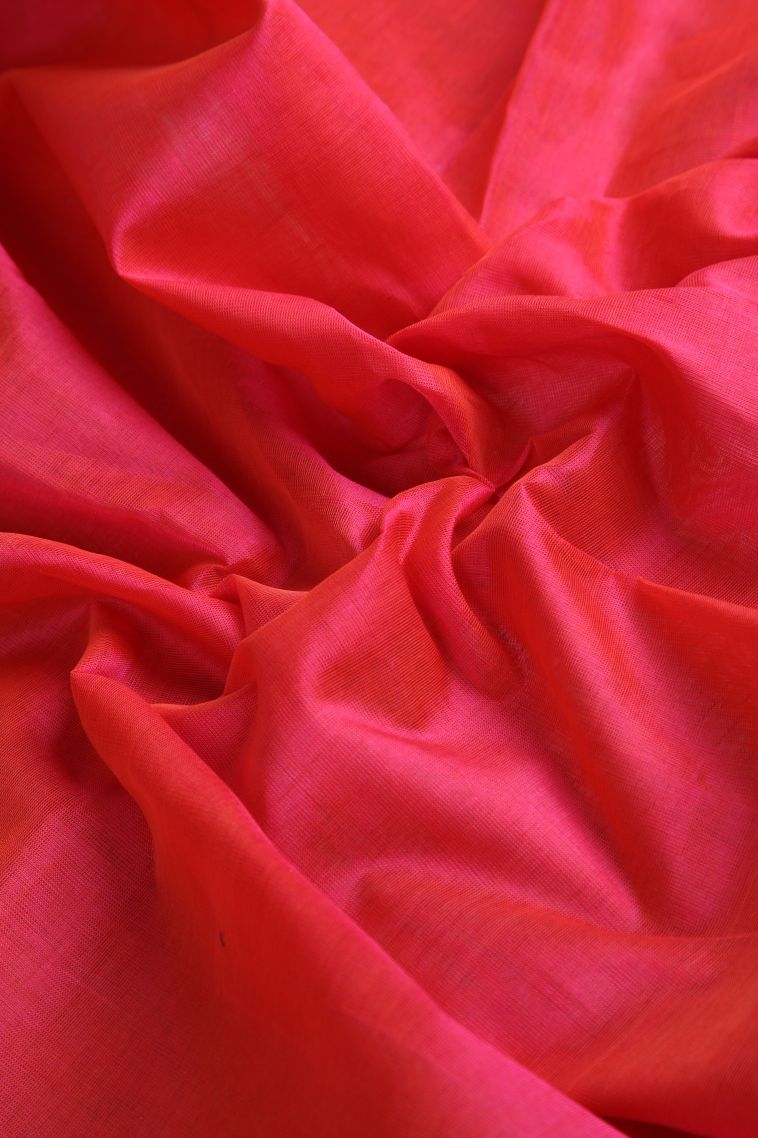 Rose  Red Silk Cotton with Gold Zari Plain view 4