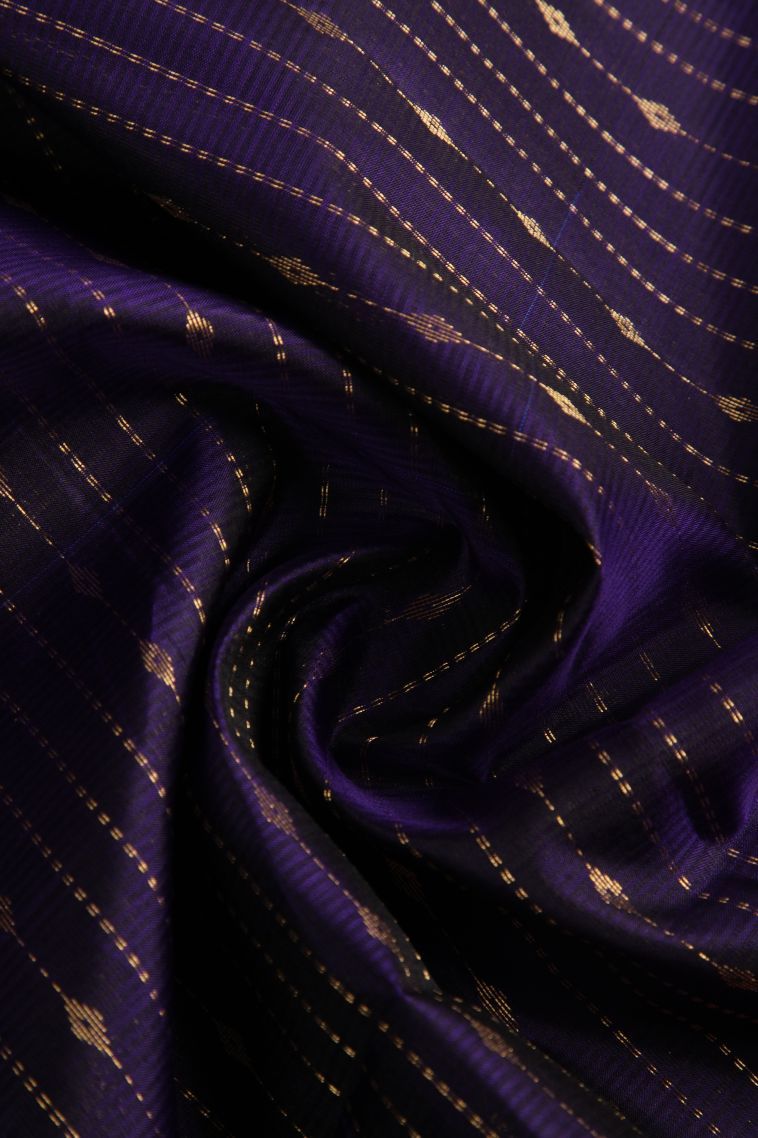 Berry Blue Soft Silk Saree with Gold Zari Raindrops Model view 4