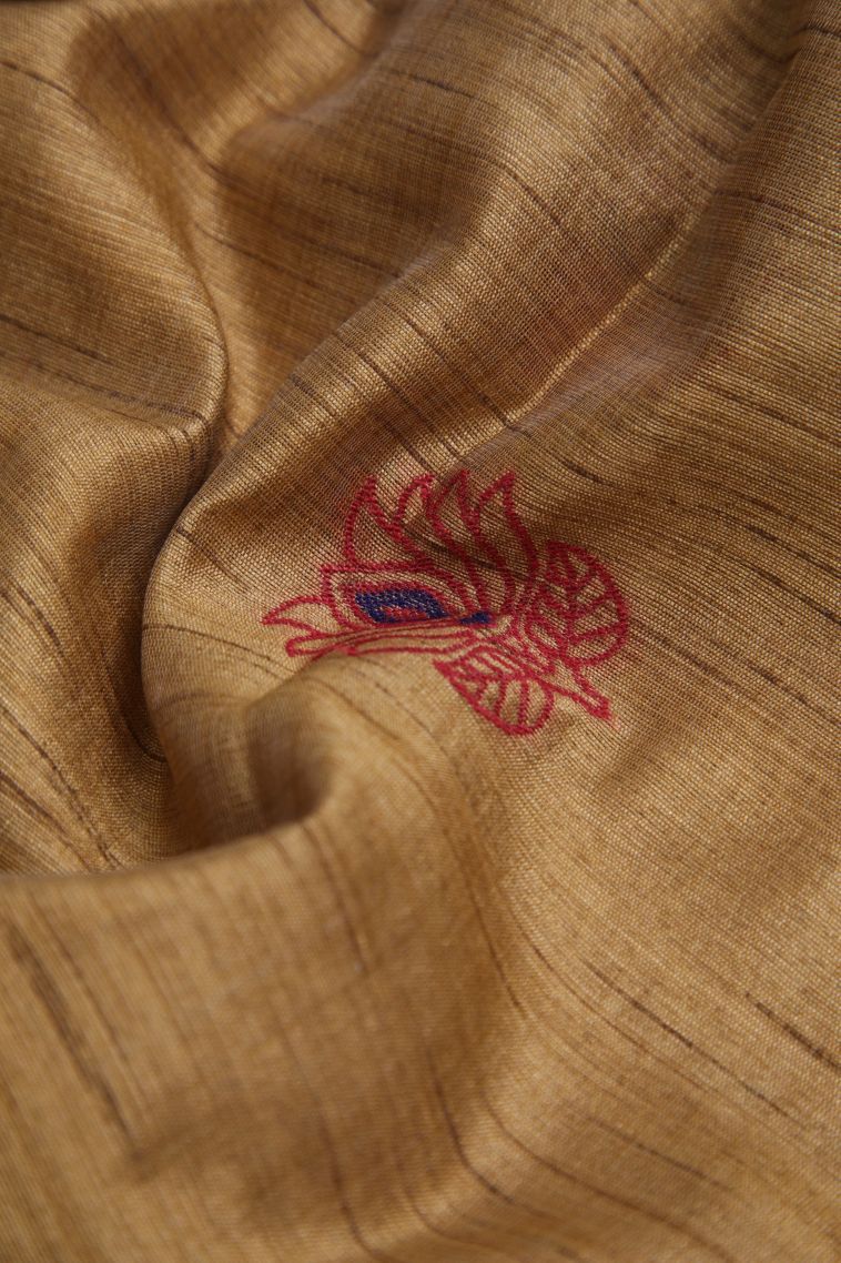 Tortilla Brown Tussar Saree with Without Zari Zari Floral Patterns view 4