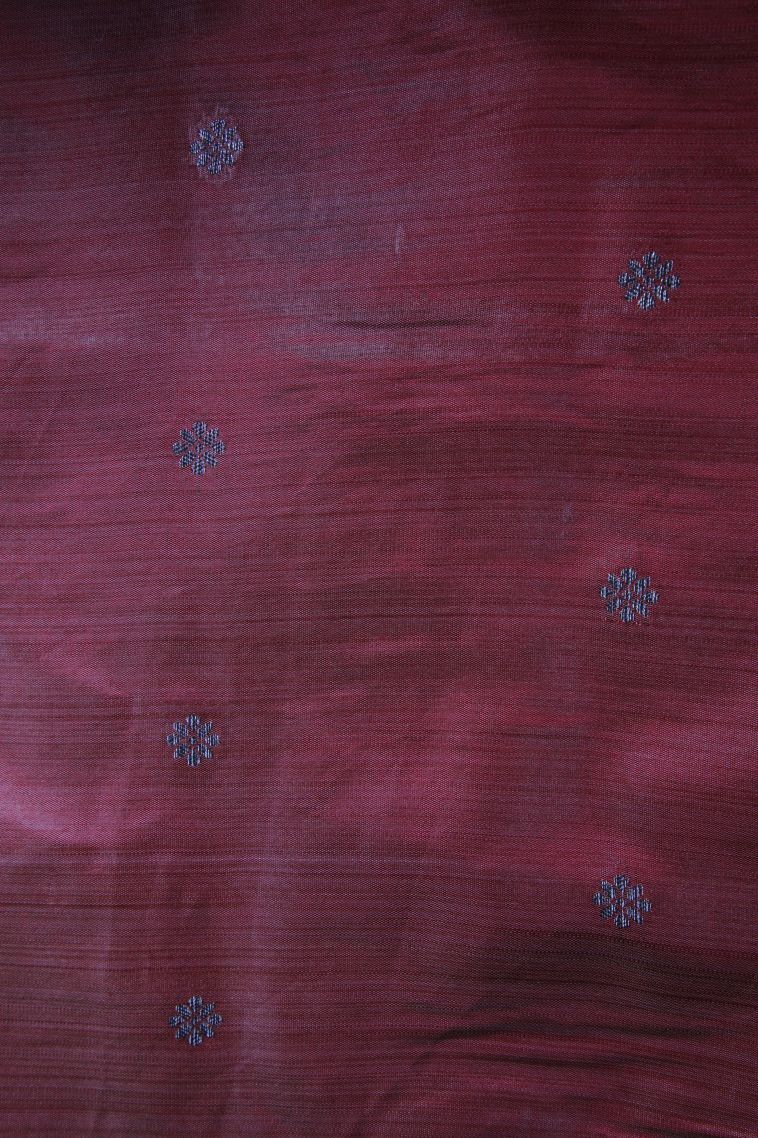 Lipstick Red Raw Silk Sarees with Without Zari Zari Floral Patterns view 3
