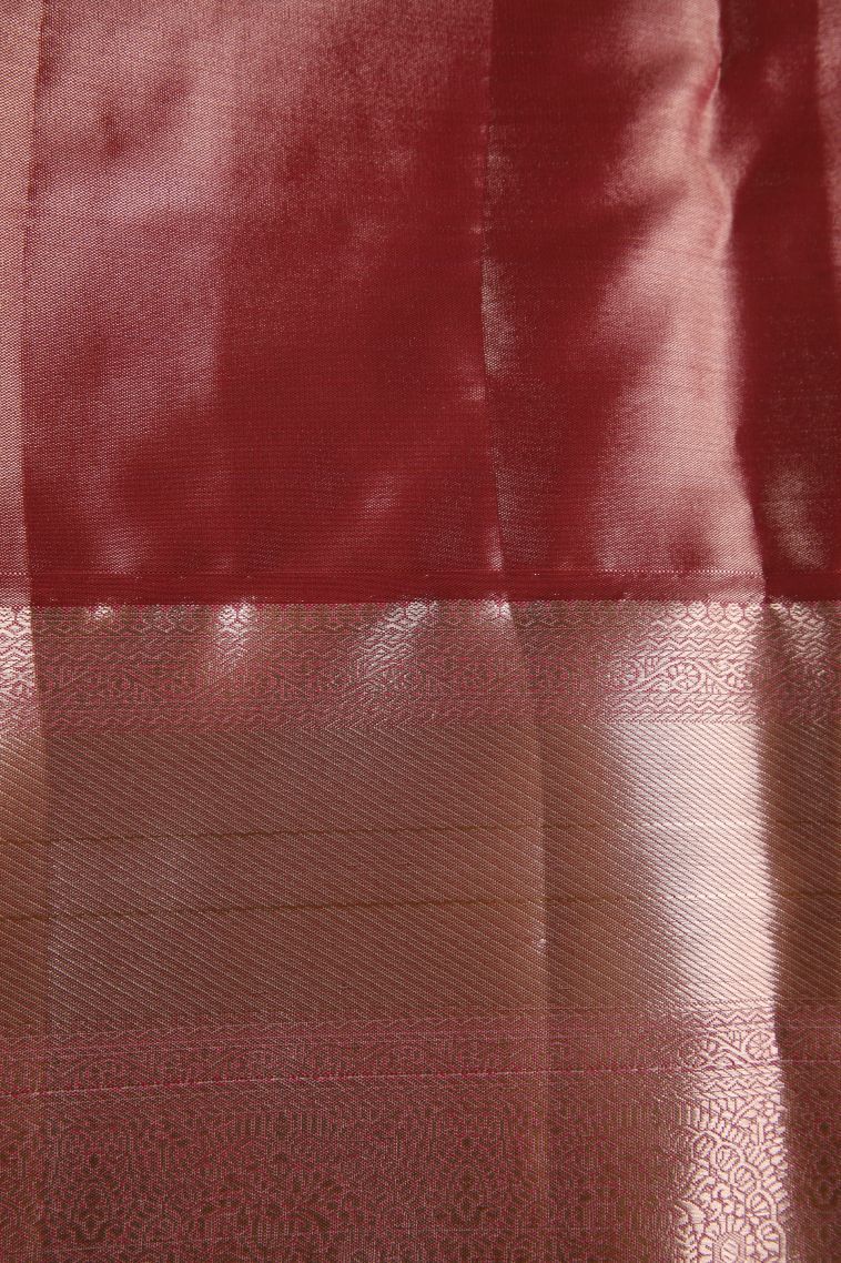 Rouge Pink Tissue Silk Sarees with Gold Zari Floral Patterns view 3
