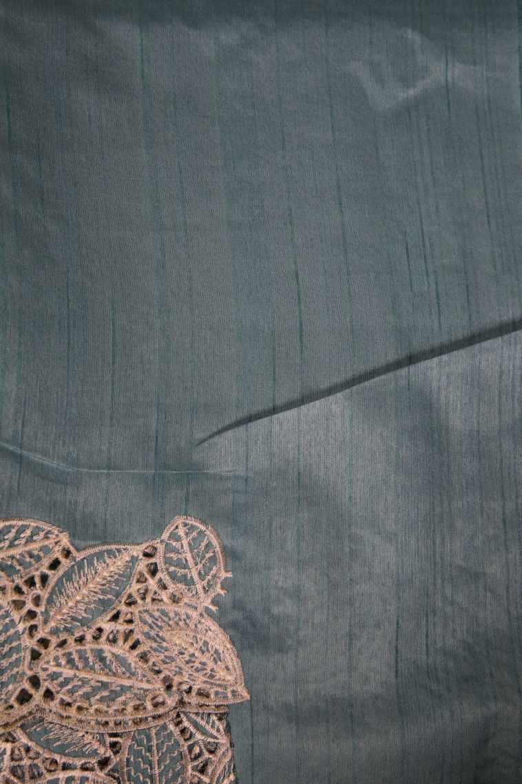 Stone Blue Semi Tussar Silk with Without Zari Zari Buttis (small Dots Or Motifs) view 3