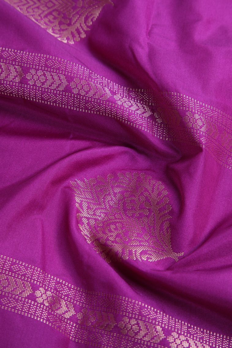 Amethyst Purple Apoorva Silk Sarees with Gold Zari Floral Patterns view 4