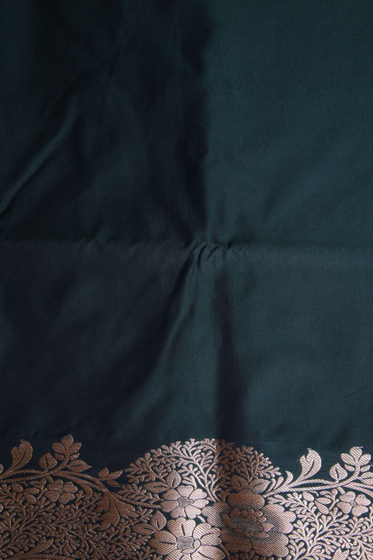 Penny Brown Soft Silk Sarees with Gold Zari Floral Patterns view 3