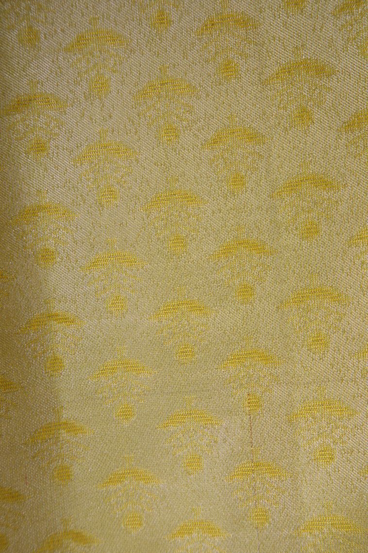 Granola Yellow Kanchipuram Silk Sarees with Gold And Silver Zari Floral Patterns view 3