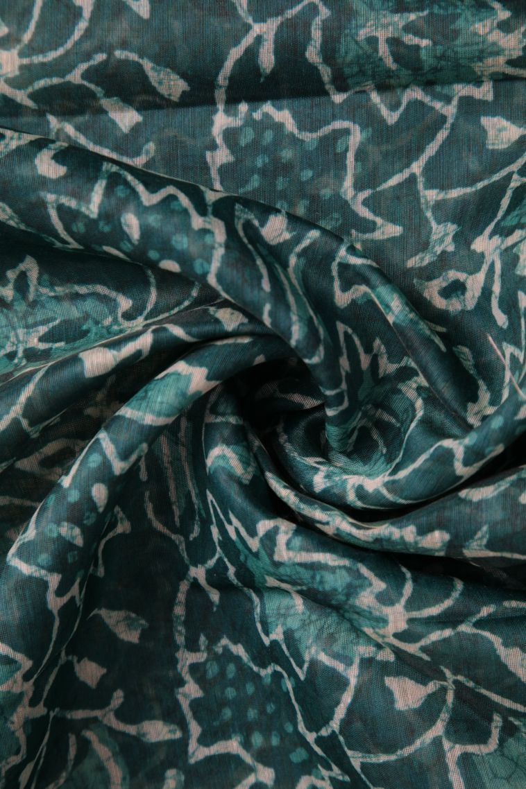 Ocean Blue Fancy Saree with Without Zari Zari Floral Patterns view 4