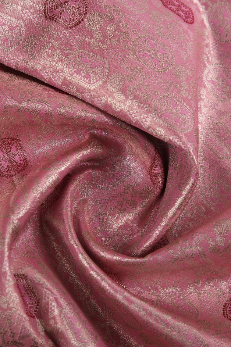 Crepe Pink Apoorva Silk Sarees with Gold Zari Floral Patterns view 4