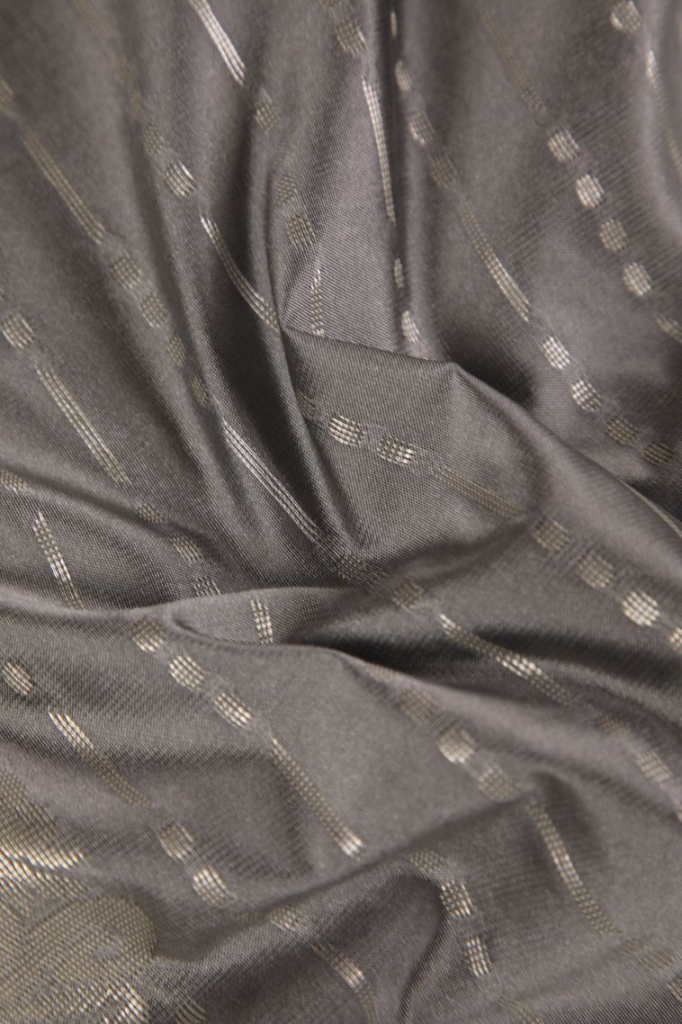Davy Black Soft Silk Saree with Silver Zari Floral Puttas view 4