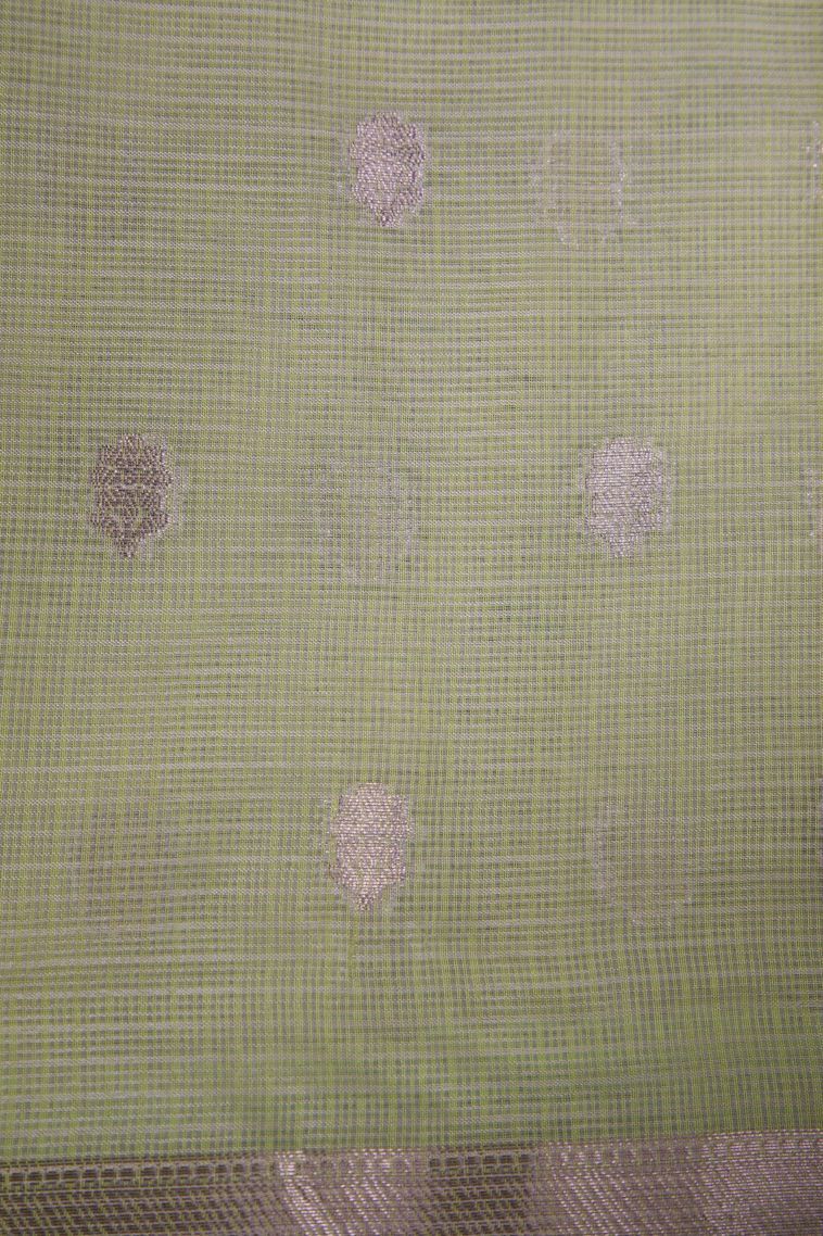 Olive Green Manipuri Cotton Sarees with Without Zari Zari Floral Patterns view 3