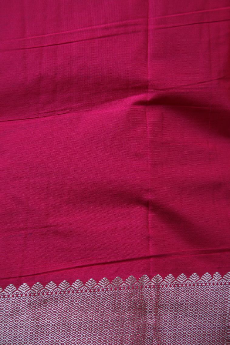 Cobalt Blue Visiri Madippu Silk Sarees with Silver Zari Manga view 3