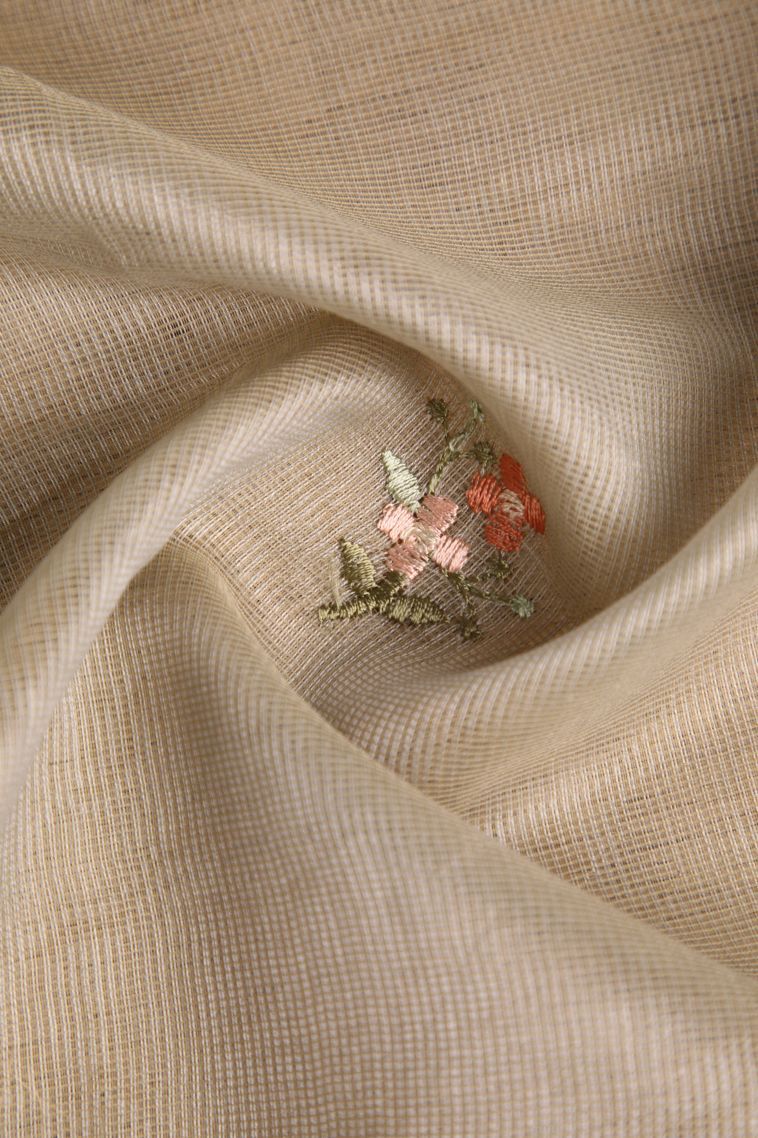 Lace White Manipuri Cotton Sarees with Multy Coiour Zari Floral Patterns view 4