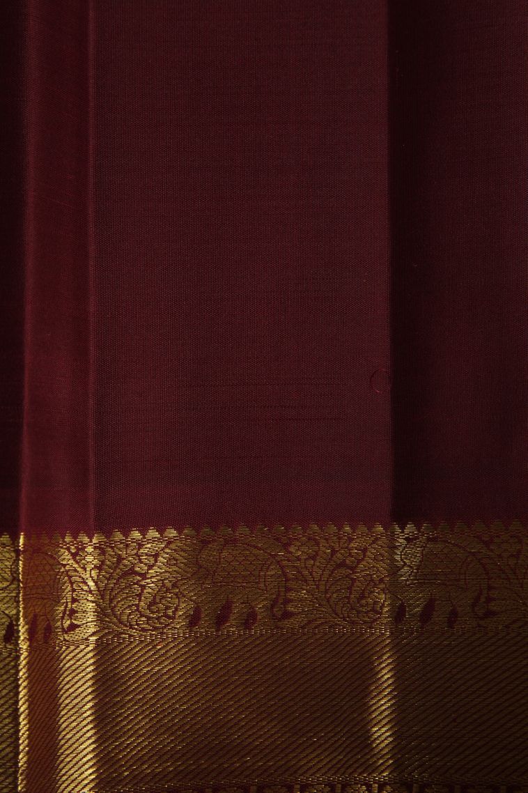 Crimson Red Kanchipuram Silk Sarees with Gold Zari Buttis (small Dots Or Motifs) view 3