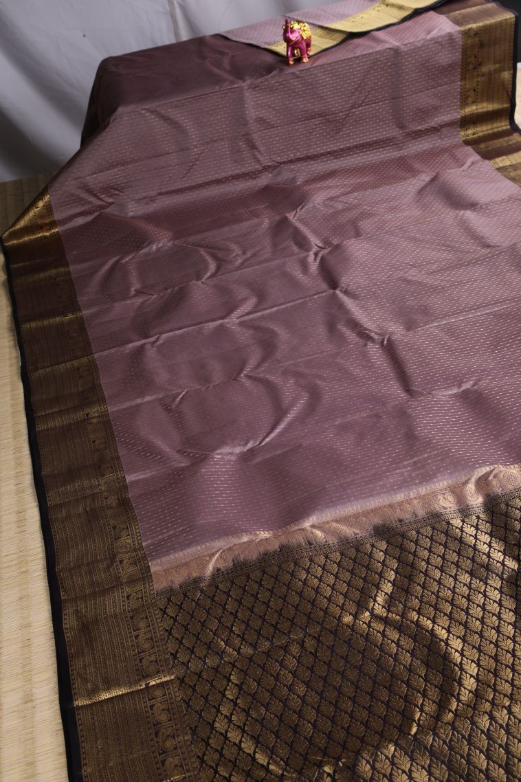 Crepe Pink Soft Silk Saree with Gold Zari Raindrops Model view 2