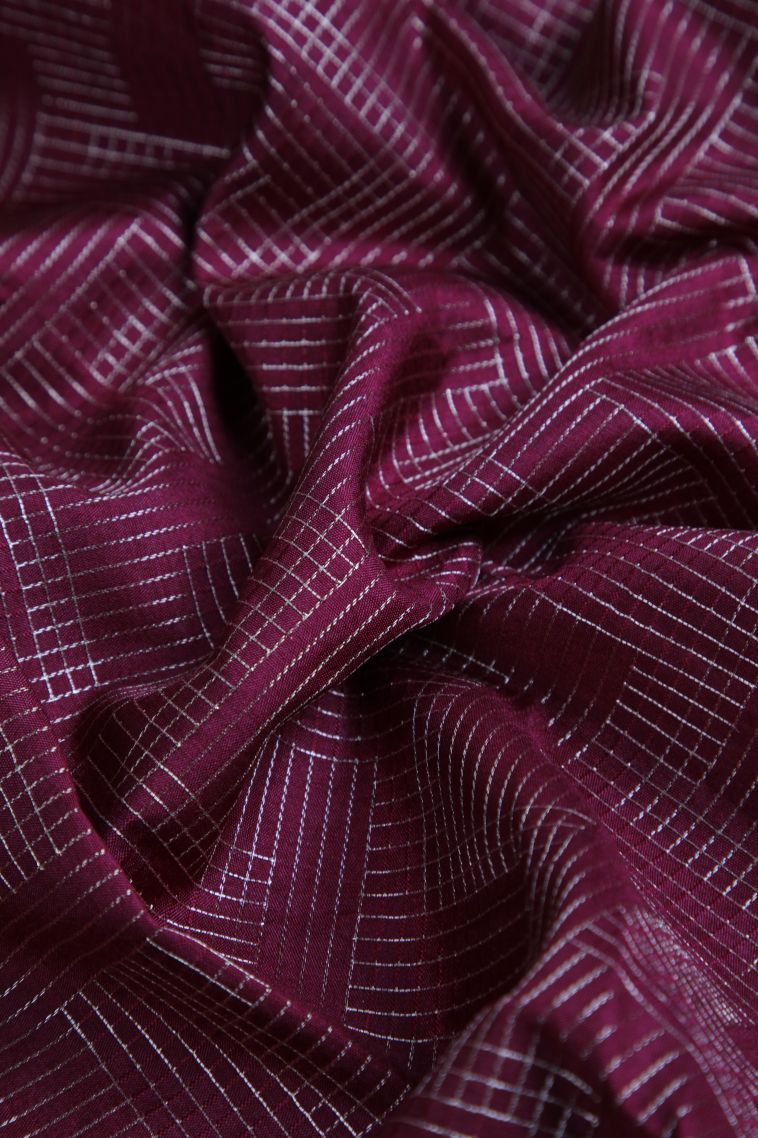 Crimson Red Raw Silk Sarees with Gold Zari Geometric Shapes view 4