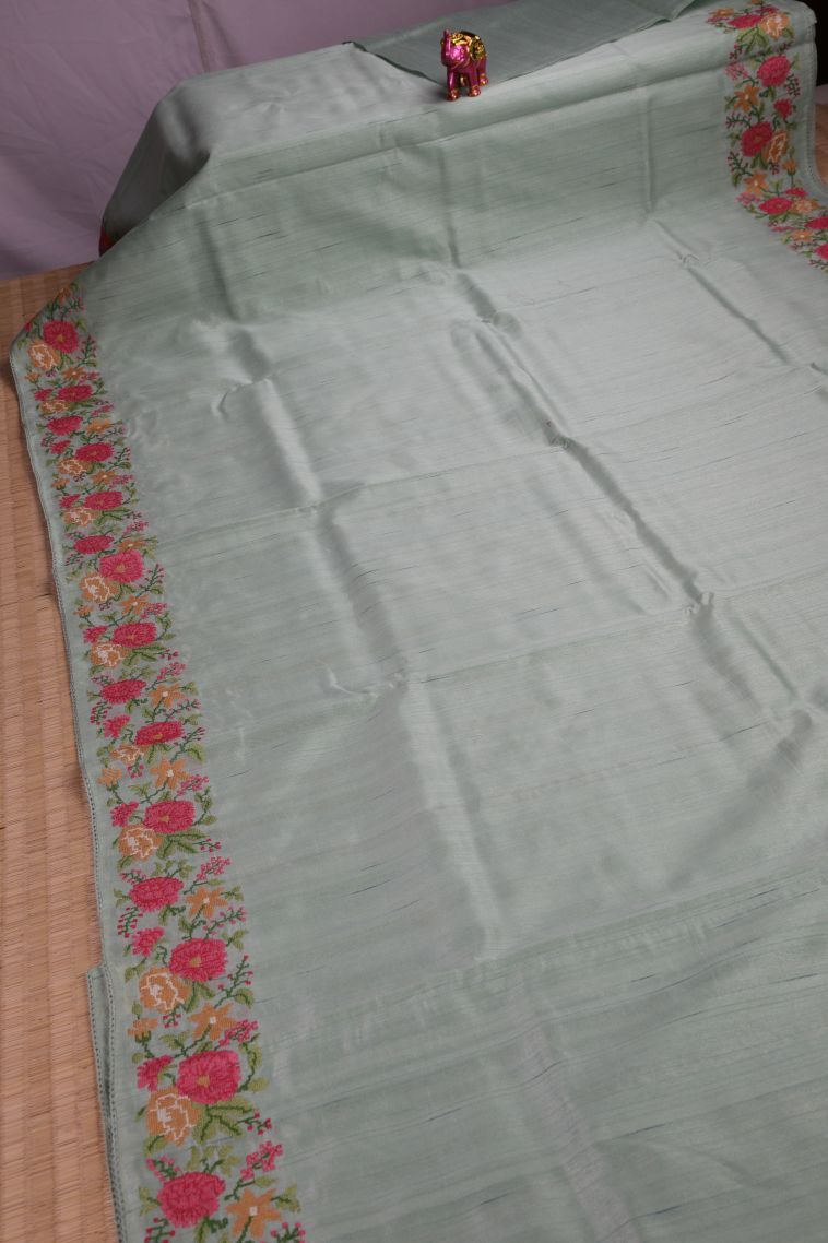 Gray Black Tussar Saree with Without Zari Zari Stripes view 2