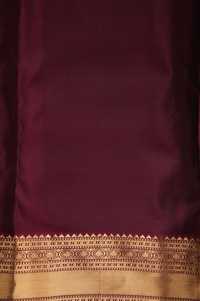 Berry Blue Soft Silk Saree with Gold Zari Thilagam Puttas view 3