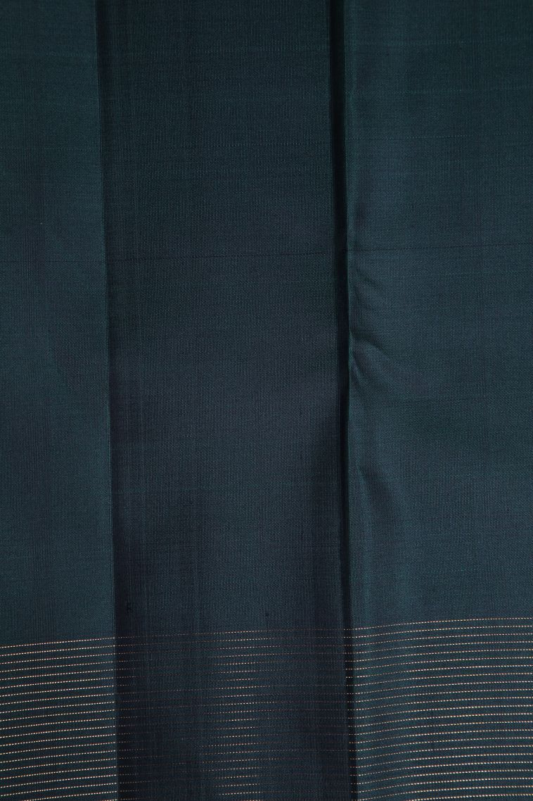 Bottle Green Kanchipuram Silk Sarees with Gold Zari Vaira Oosi view 3