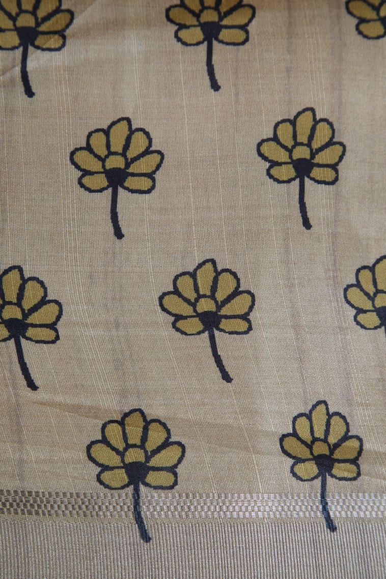 Blush Pink Tussar Saree with Gold Zari Geometric Shapes view 3