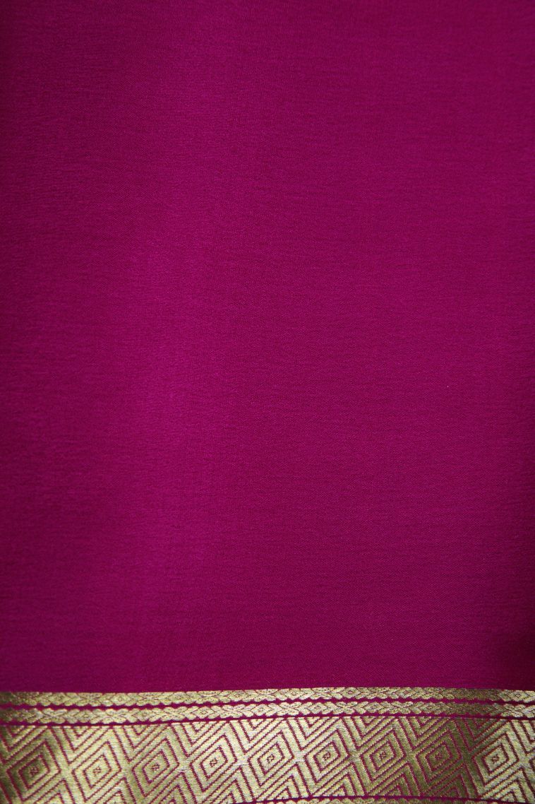 Gray Black Mysore Silk with Gold Zari Plain view 3