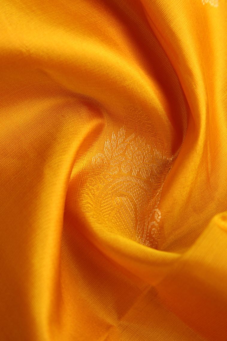 Honey Orange Soft Silk Saree with Gold Zari Manga view 4