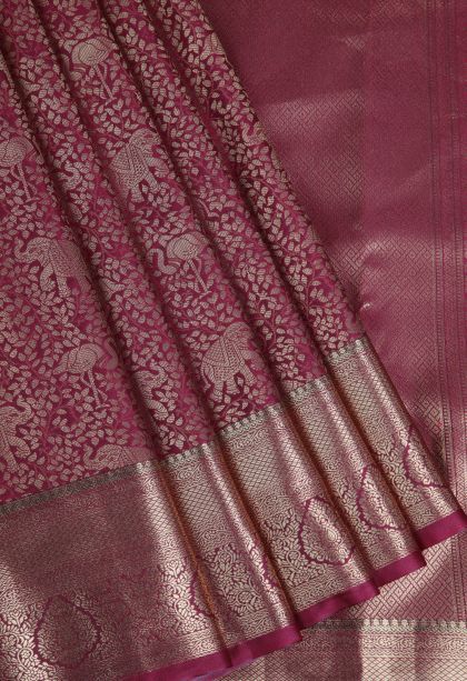 Ruby Red Apoorva Silk Sarees with Gold Zari Floral Patterns