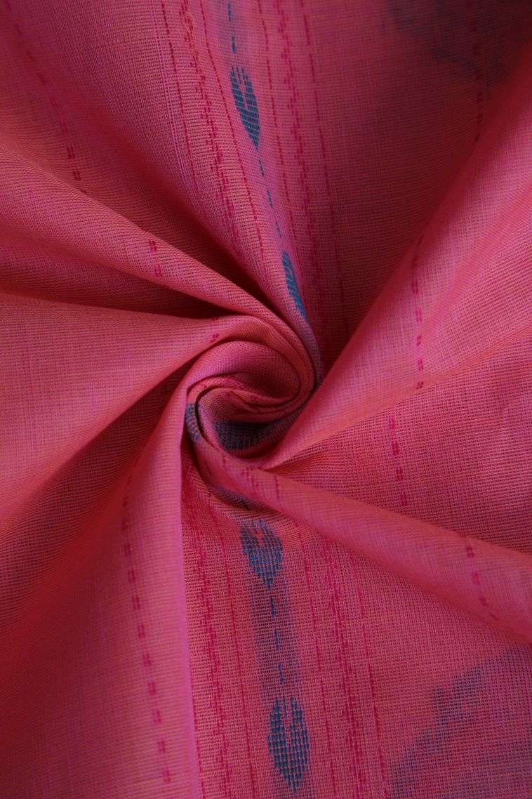 Rouge Pink Pure Handloom Kovai Cotton with Gold Zari Floral Patterns view 4