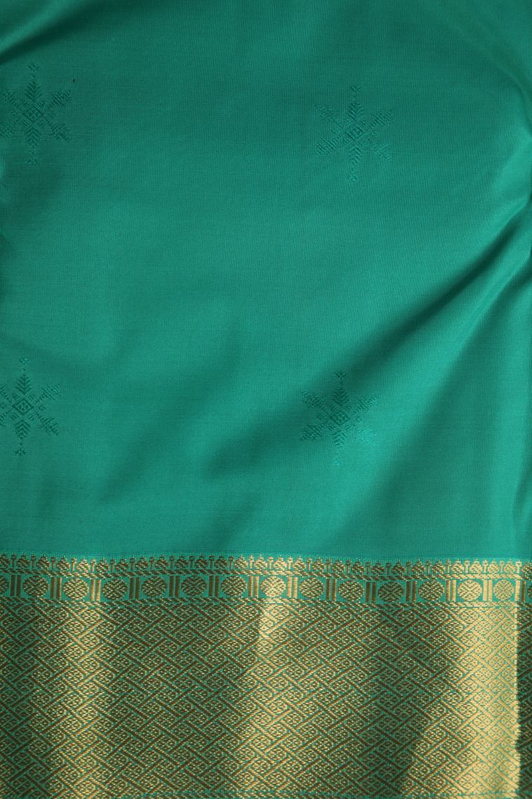 Penny Brown Soft Silk Saree with Gold Zari Floral Puttas view 3
