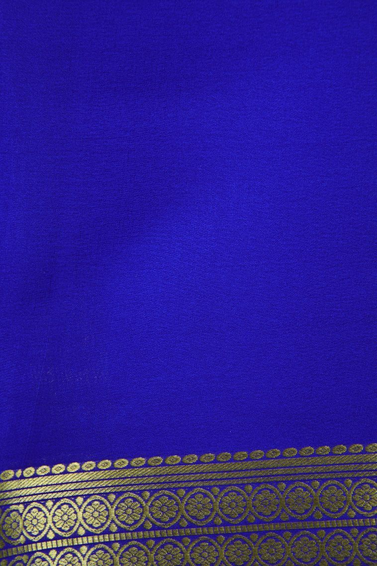 Sage Green Mysore Silk with Gold Zari Plain view 3