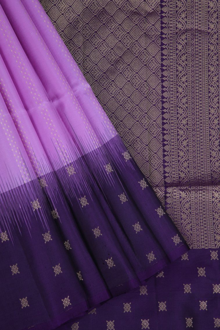 Lavender Purple Soft Silk Saree with Gold Zari Stripes view 1