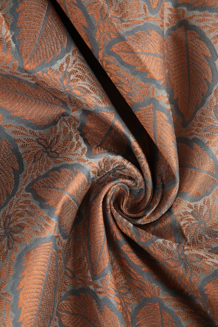 Gray Black Visiri Madippu Silk Sarees with Copper Zari Leaf Pattern view 4