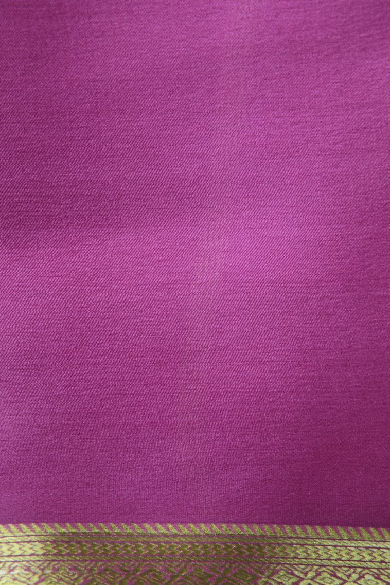 Lean Pink Mysore Silk with Gold Zari Plain view 3