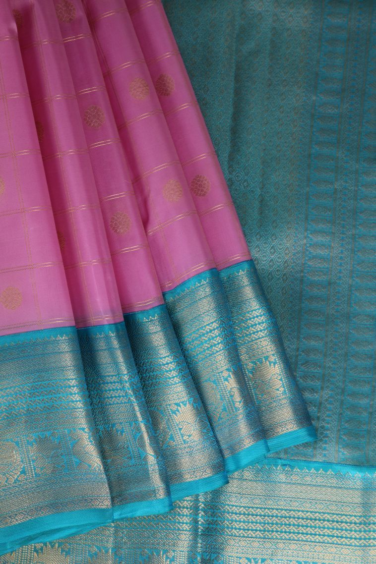 Taffy Pink Soft Silk Saree with Gold Zari Buttis (small Dots Or Motifs) view 1