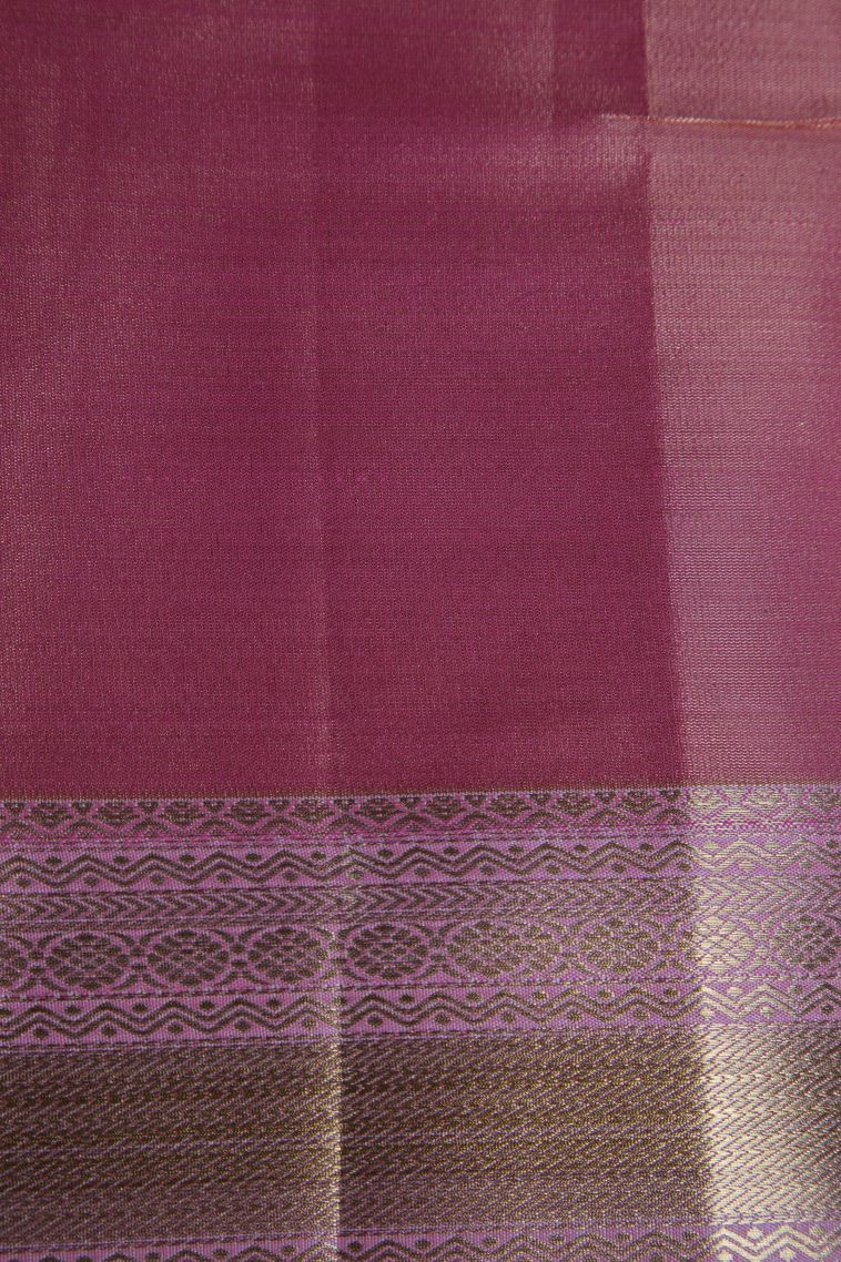 Lemonade Pink Tissue Silk Sarees with Gold Zari Floral Patterns view 3