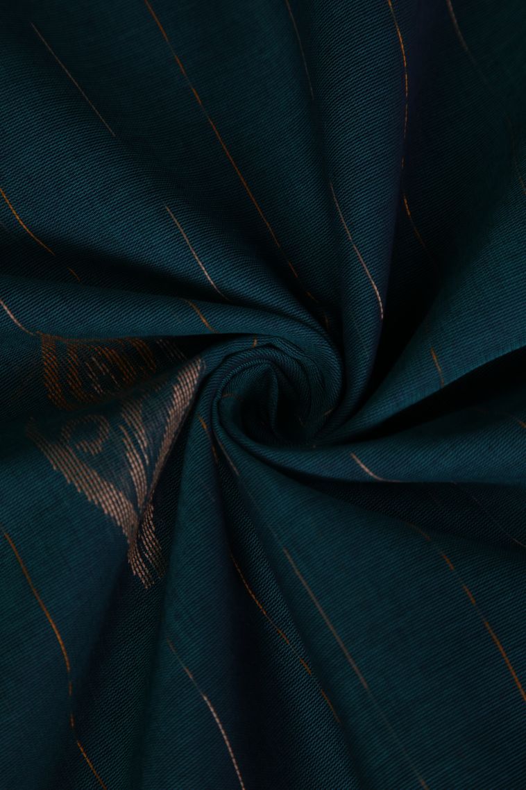 Seaweed Green Pure Handloom Kovai Cotton with Without Zari Zari Floral Patterns view 4