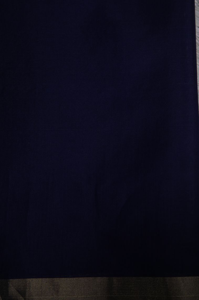 Carrot Orange Silk Cotton Sarees with Gold Zari Floral Patterns view 3