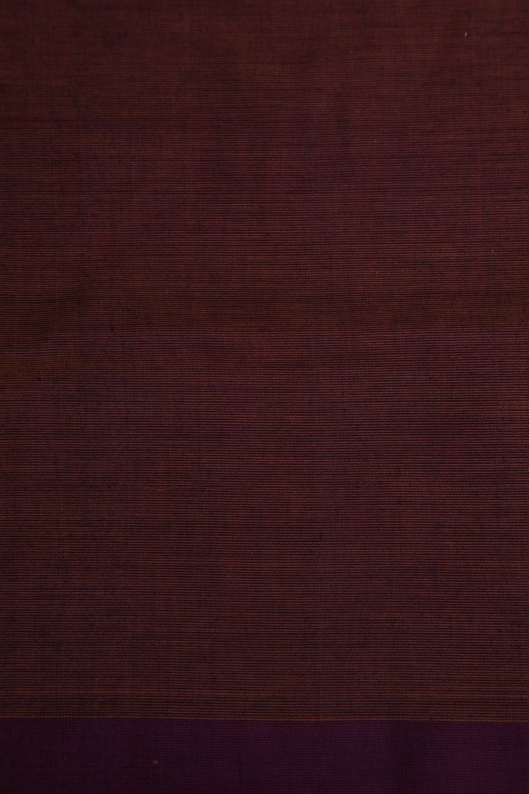 Cinnamon Brown Pure Handloom Kovai Cotton with Without Zari Zari Floral Patterns view 3