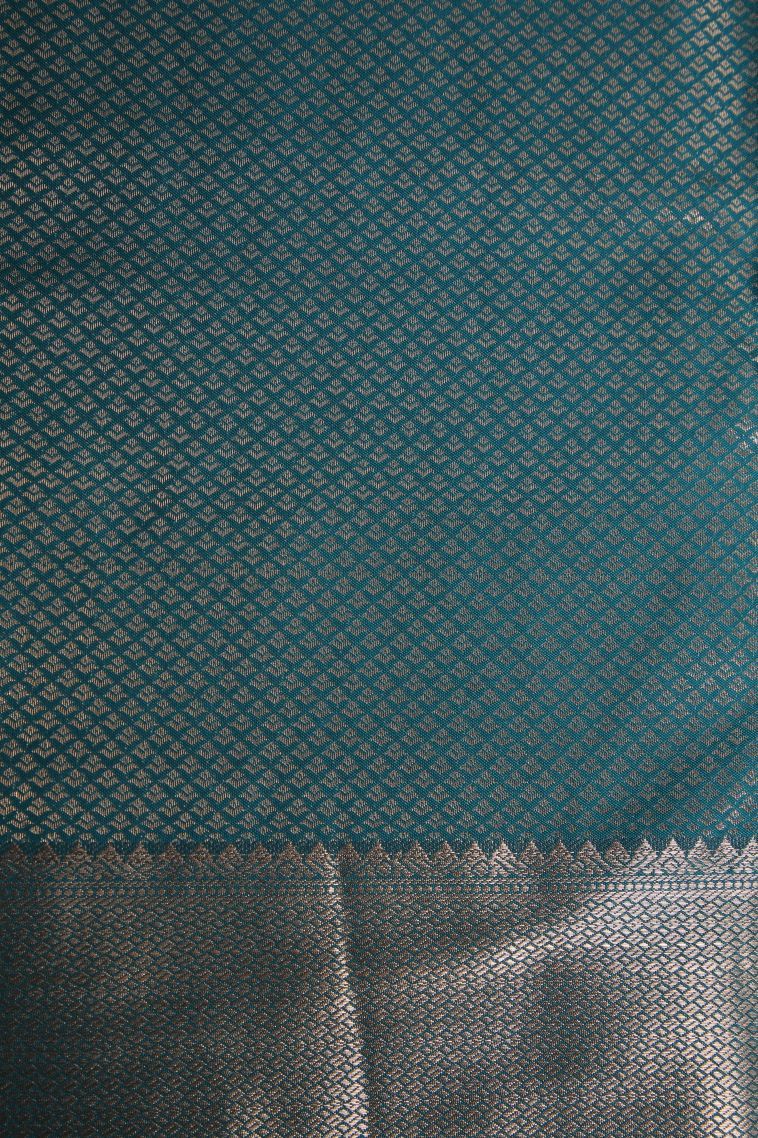 Basil Green Apoorva Silk Sarees with Gold Zari Animal And Bird Motifs view 3