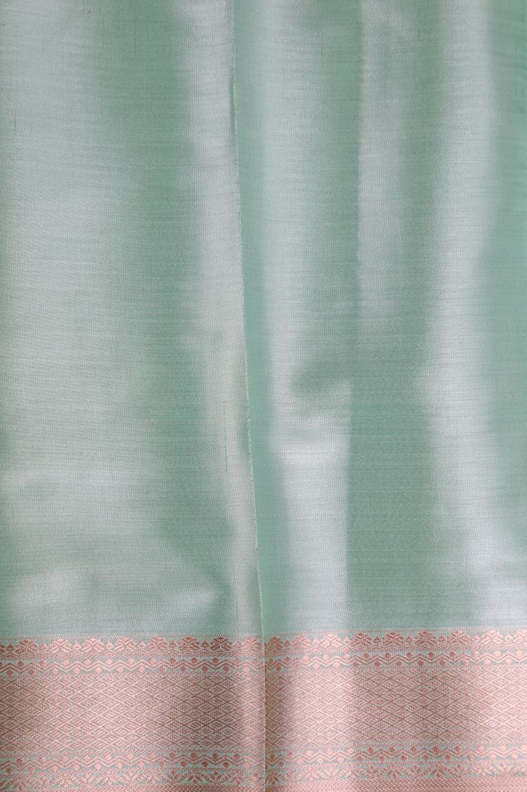 Sky Blue Tissue Silk Sarees with Copper Zari Floral Patterns view 3
