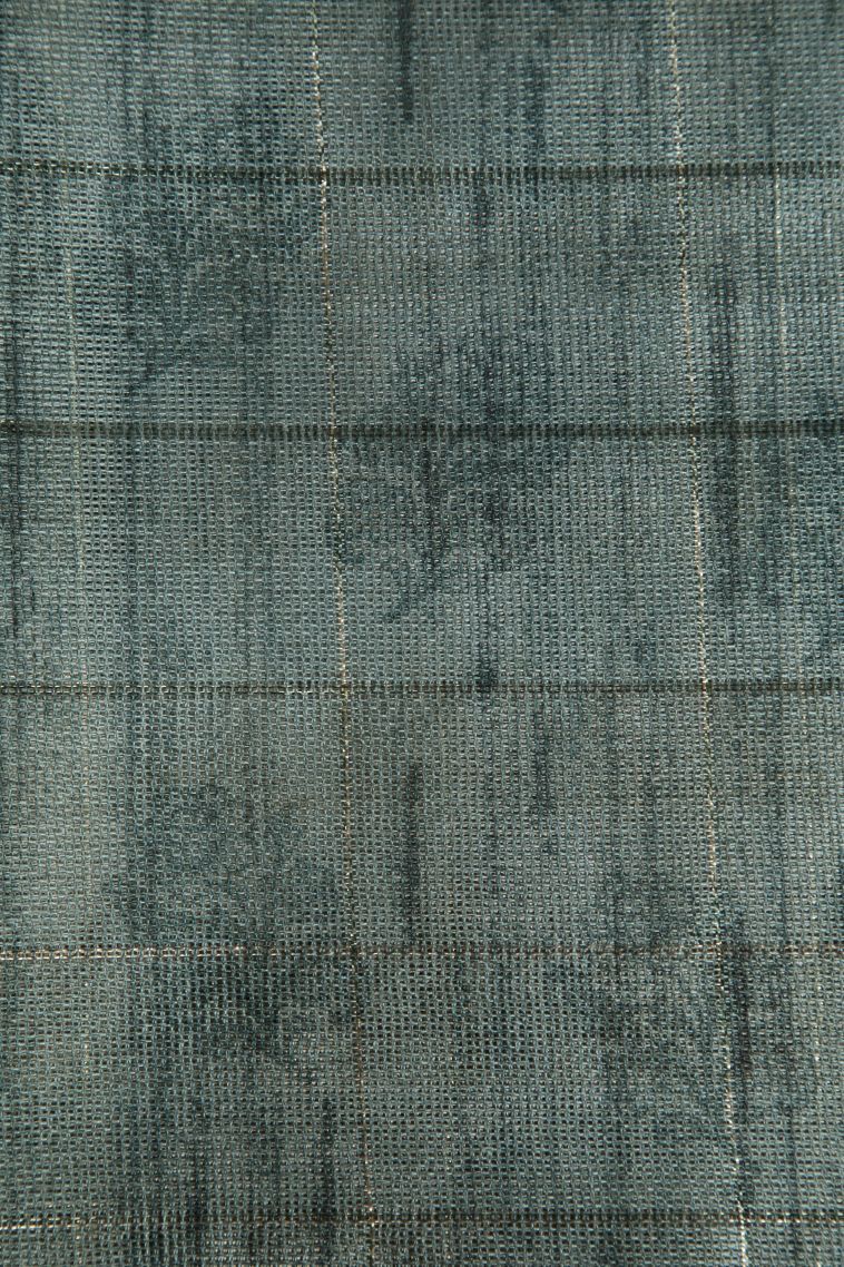 Stone Blue Jute Sarees with Gold Zari Horizontal Model view 3