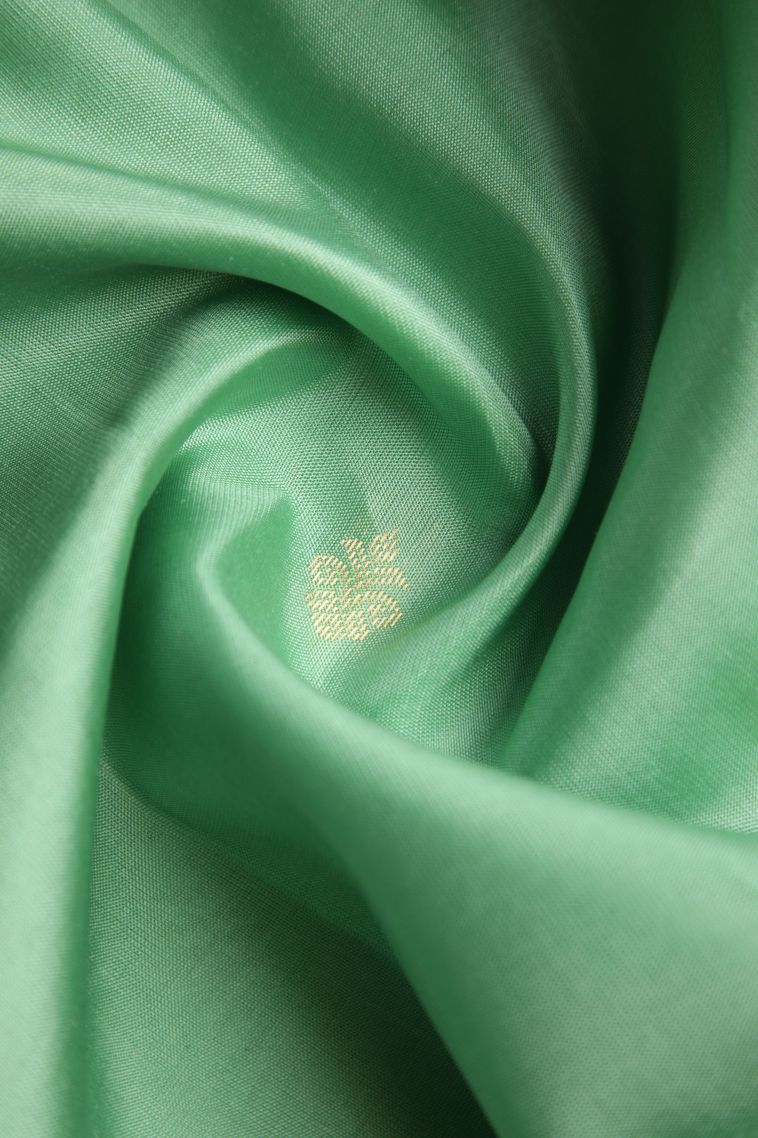 Mint Green Soft Silk Saree with Gold Zari Buttis (small Dots Or Motifs) view 4