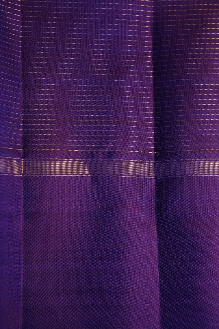 Daffane Blue Kanchipuram Silk Sarees with Gold Zari Peacock Motifs view 3