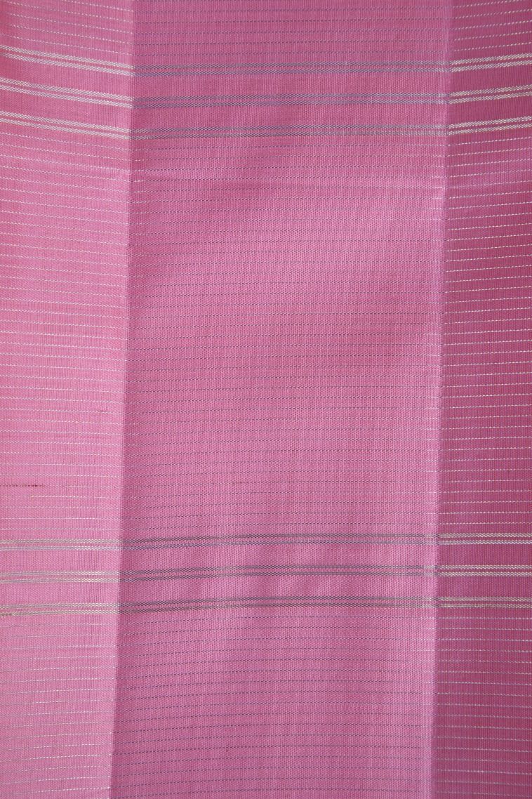 Rose Pink Kanchipuram Silk Sarees with Gold Zari Vaira Oosi view 3