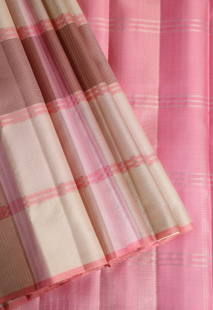 Rose Pink Kanchipuram Silk Sarees with Gold Zari Vaira Oosi