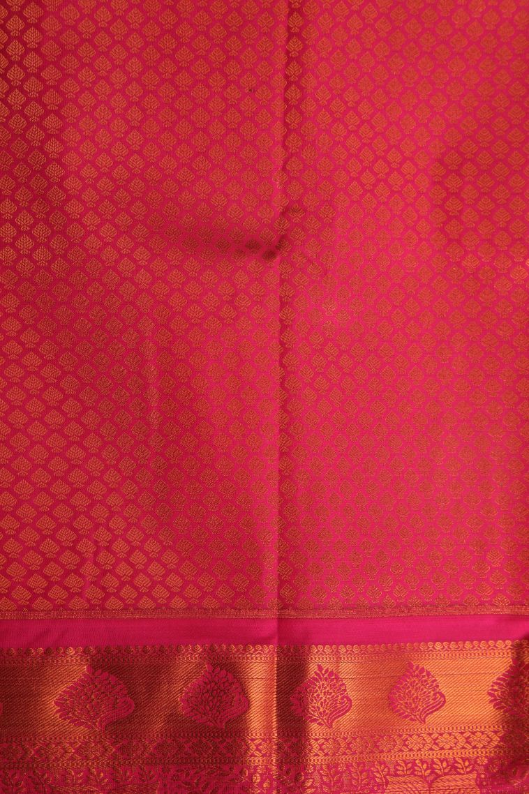 Shortbread Yellow Visiri Madippu Silk Sarees with Copper Zari Floral Patterns view 3