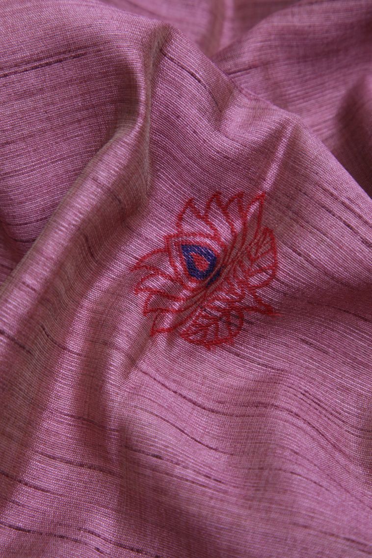 Taffy Pink Tussar Saree with Without Zari Zari Floral Patterns view 4