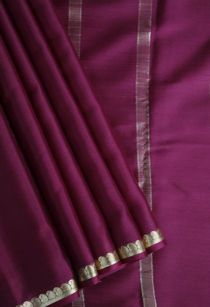 Garnet Red Mysore Silk with Gold Zari Plain