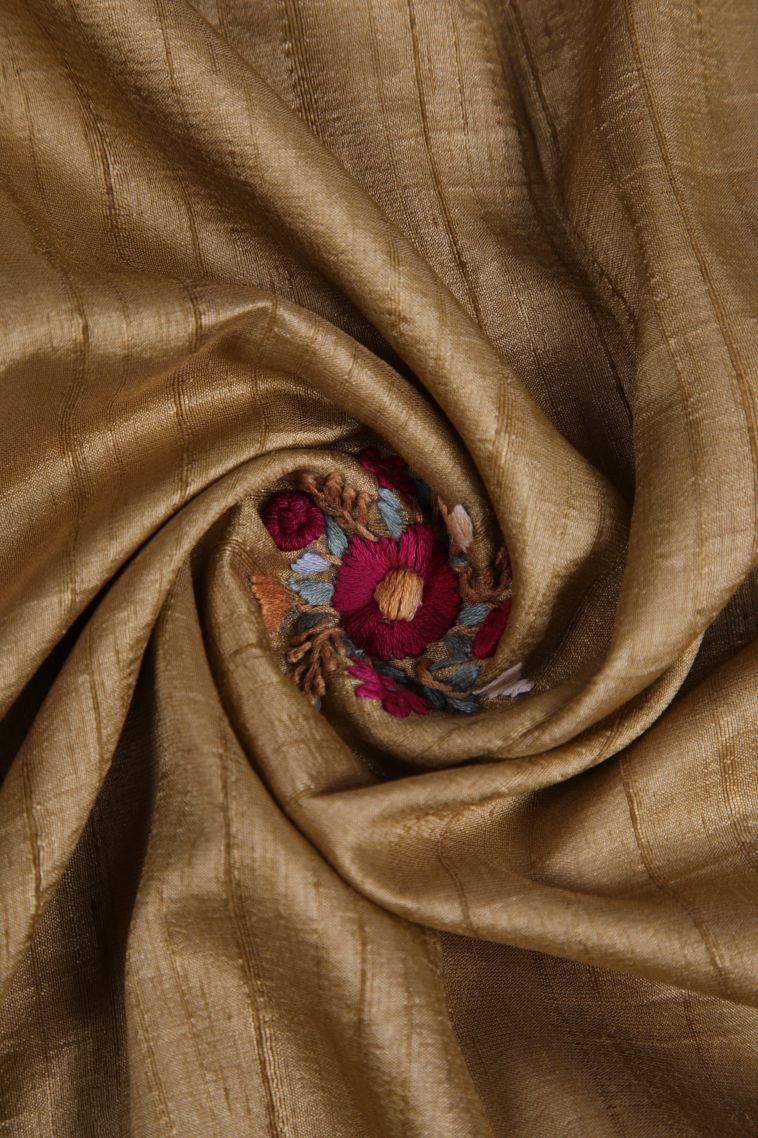 Tortilla Brown Jute Sarees with Without Zari Zari Floral Patterns view 4