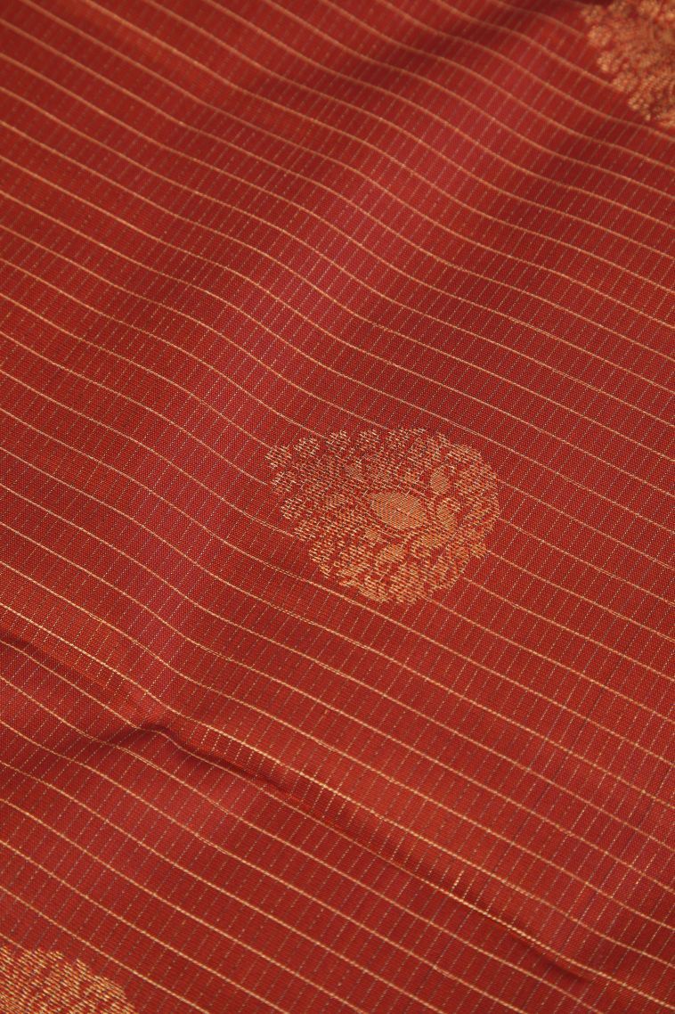 Fire Orange Soft Silk Saree with Gold Zari Thilagam Puttas view 4